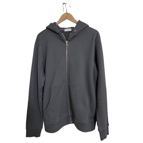 John Elliott Full Zip Hoodie Washed Charcoal Size 3 (L) Made in USA 100% Cotton - Picture 4 of 7